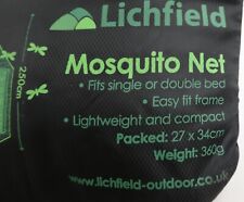 Lichfield Single or Double Mosquito Net Plus Hanging Kit Camping Camper Midges