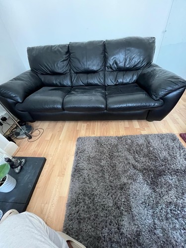 Black leather seater - leather,