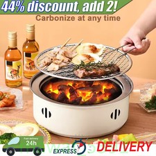 Small Portable Charcoal BBQ Folding Tabletop Round Camping Barbecue Grill White