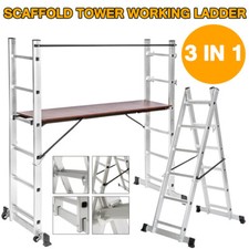 Heavy Duty 3 IN 1 Aluminium Work Ladder Step Combination Scaffold Tower Ladders