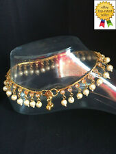 Anklet Pearl Diamante Jingle Golden Indian Payal Ankle Chain Bollywood Stunning