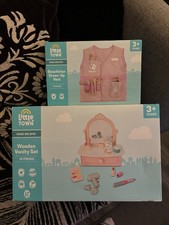 Wooden Little Town Vanity Table  And Beautician Vest Role Play