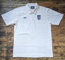 vtg England 2002-04 umbro s/s football soccer cotton polo top jersey shirt Large
