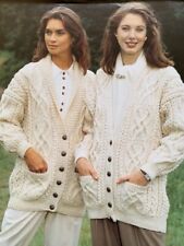 LC034 KNITTING PATTERN LADIES ARAN SHAWL COLLAR JACKET & V NECK CARDIGAN 30-40 