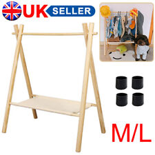 Children Clothes Rail Kids Wooden Coat Rack Hanging Dress Up Wardrobe Storage 3W