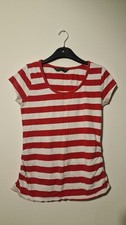 Blooming Marvellous Womens Red White Striped Top Tshirt Size Medium VGC