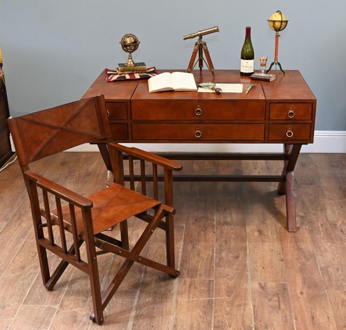 Leather campaign desk and - leather,