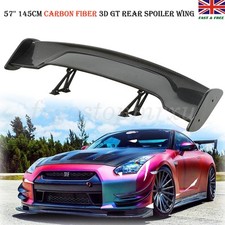 57'' 3D JDM GT Carbon Fiber Color Adjustable Rear Racing Spoiler Wing & Bracket