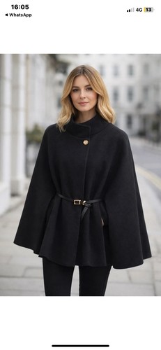 Gorgeous black belted cape - black,