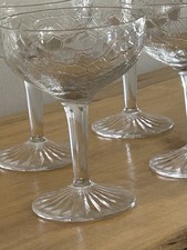 Set of 4 Vintage “Nick & Nora” Crackle Iridescent Champagne Coupes