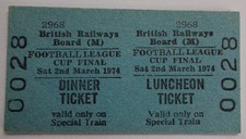 1974 League Cup Final Manchester City v Wolves British Rail Dinner/Lunch Ticket