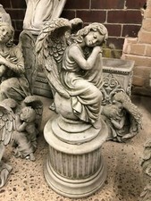 Angel on ball with plinth ornament,Garden or home concrete stone statue sculptur