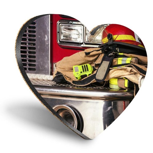 Heart mdf coaster fireman - mdf,