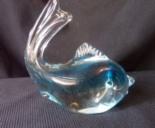 Vintage 1970's Art Glass / Murano? glass fish paperweight - 4 inches