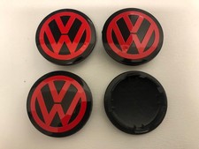 4x VW Volkswagen 65mm Wheel Centre Caps Golf Passat 3B7601171 5G0601171 Red