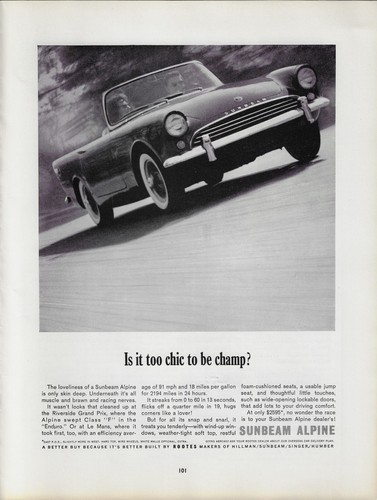 1962 sunbeam alpine riverside - alpine,