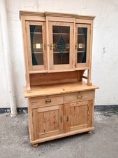 Large Antique Pine Dutch Dresser With Glazed Top