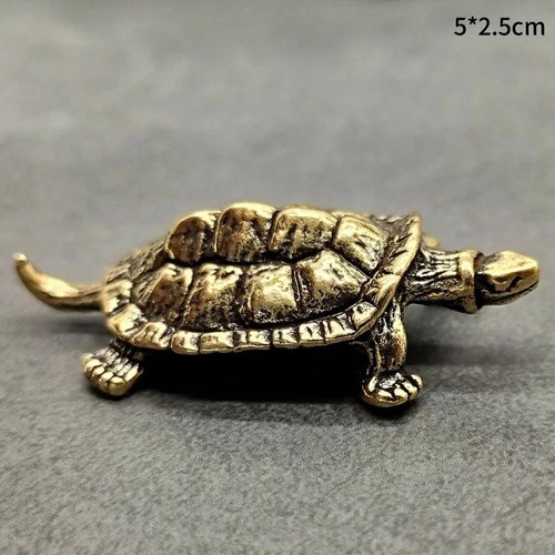 Mini brass turtle figurine - turtle,