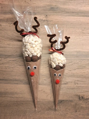Reindeer hot chocolate - reindeer, cone