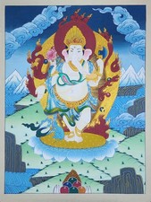 Hand painted ganesha thangka - hand,