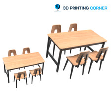 CANTEEN TABLE WITH CHAIRS 1:43, 1:76 scale, OO, O gauge Model Diorama