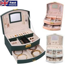 Large Jewellery Boxes Leather Storage Case Drawer Cabinet Necklace Organizer NEW