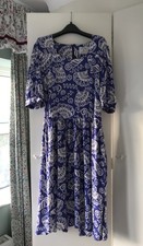 Vintage Zandra Rhodes at Fifth Avenue Blue & White Bold Patterned Dress