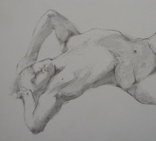 Pencil drawing male nude after