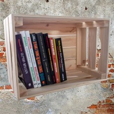 Large Stacking Wooden Crate 46x31x25 cm Natural Wood Slatted Display Fruit Box