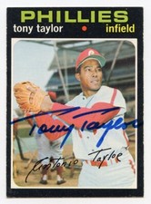 TONY TAYLOR  Signed 1971 Topps #246 Phillies  Guaranteed Authentic KOA