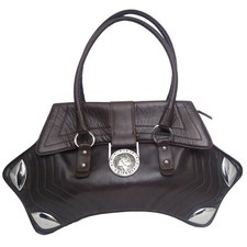 Ripani Brown Leather Satchel Bag Made In Italy