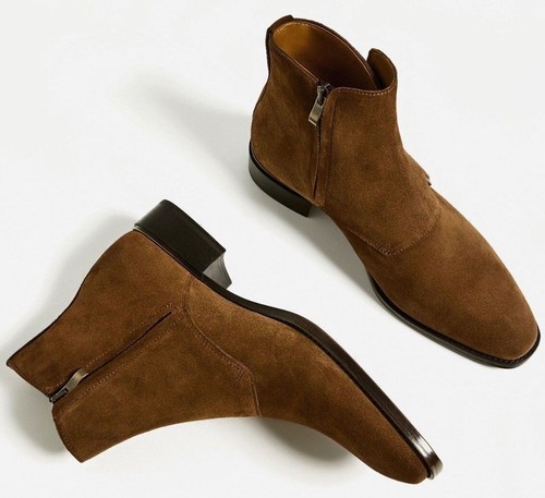 Handmade men suede - , leather