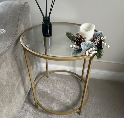 Gold metal end table - gold,