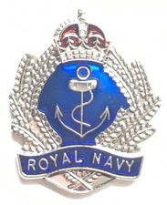 Royal Navy Filigree Crown and Anchor Crest Military Enamel Lapel Badge