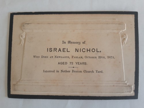1873 mourning card israel - 1873,