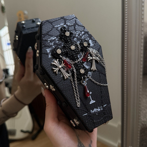 Black gothic coffin shaped - black, coffin-shaped