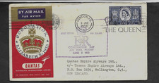 1953 QEII QANTAS ILLUS'D CORONATION DAY AIR MAIL FDC 1/6d STAMP SPECIAL CACHET.