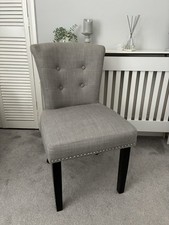 Grey Dressing Table/dining Chair With Stud Detail And Chrome Knocker To Back