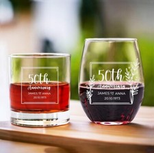Etched Glass Set Anniversary
