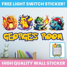 POKEMON WALL STICKER ANY NAME DECAL POKEMON DECOR KIDS BEDROOM DECORATION