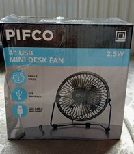 PIFCO Mini Desk Fan 4” USB includes  USB cable 2.5W New in Box