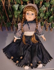 Adorable Vintage Doll with Braids 42 cm Denim & Knitted Outfit Collectible Charm