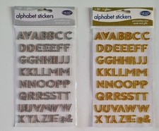 3D Glitter Alphabet Number Stickers Letters Sticky Gold Silver