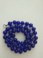 Beautiful 8mm Blue Sri Lanka Sapphire Gemstone Beads Necklace 17"- UK seller 558