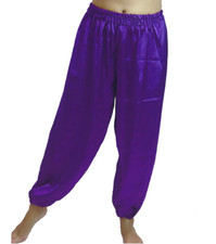 Women Ladies Satin Silky Elastic Casual Harem Pants Belly Dance Dancing