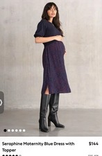 Seraphine Navy Knit Jumper 2 In 1 Nursing Maternity Dress Size 14 BNW0T