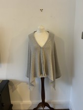 Love Molly Grey Cashmere Wool Silk Convertible Poncho Shrug Wrap Shawl One Size