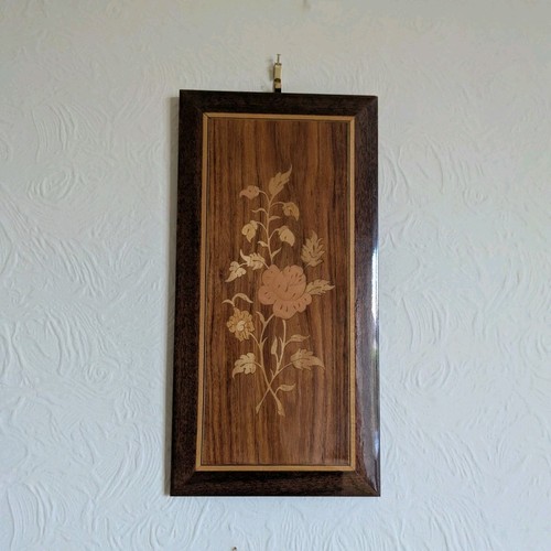 Framed wooden floral wall - wooden,