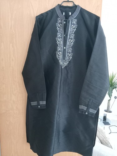 Mens black kaftan long - black,