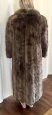 Vintage Real Beaver Fur Coat Max Zeller Furriers Brown Ankle Length 53"Full Lnth